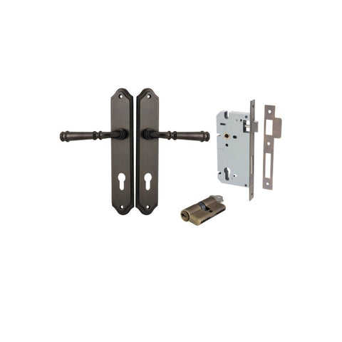 IVER Verona Door Lever Handle On Shouldered Backplate | Entrance Kit (Key/Key) | 9 Finishes - Signature Brass
