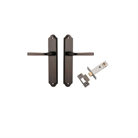 IVER Annecy Door Lever Handle On Shouldered Backplate | Passage Kit | 9 Finishes - Signature Brass