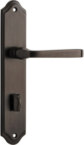 IVER Annecy Door Lever Handle On Shouldered Backplate | Privacy Lever Set Only | 9 Finishes - Signature Brass