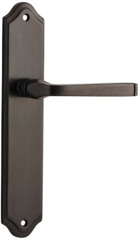 IVER Annecy Door Lever Handle On Shouldered Backplate | Passage Lever Set Only | 9 Finishes - Signature Brass