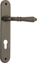 Iver Sarlat Solid Brass Door Lever on Oval Backplate | Entrance Lever Set Only | 10 Finishes - Signature Brass