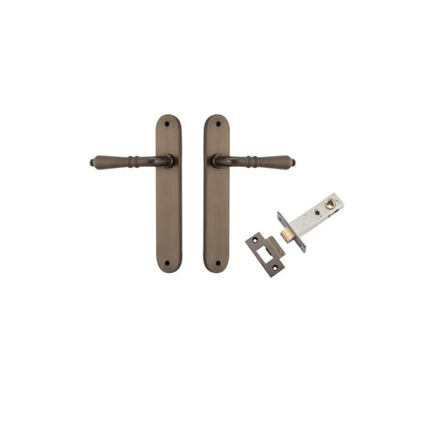 Iver Sarlat Solid Brass Door Lever on Oval Backplate | Passage Kit | 10 Finishes - Signature Brass