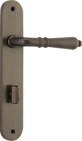Iver Sarlat Solid Brass Door Lever on Oval Backplate | Privacy Lever Set Only | 10 Finishes - Signature Brass
