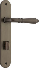 Iver Sarlat Solid Brass Door Lever on Oval Backplate | Privacy Lever Set Only | 10 Finishes - Signature Brass