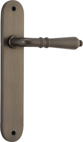 Iver Sarlat Solid Brass Door Lever on Oval Backplate | Passage Lever Set Only | 10 Finishes - Signature Brass