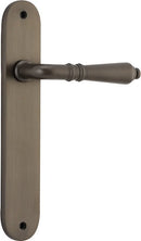 Iver Sarlat Solid Brass Door Lever on Oval Backplate | Passage Lever Set Only | 10 Finishes - Signature Brass