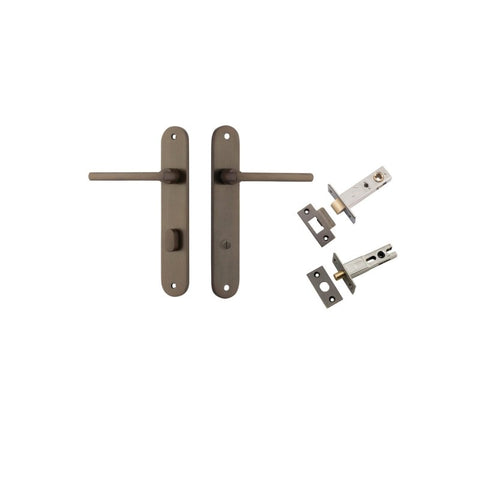 Iver Baltimore Solid Brass Door Lever on Oval Backplate | Separate Privacy Kit | 7 Finishes - Signature Brass