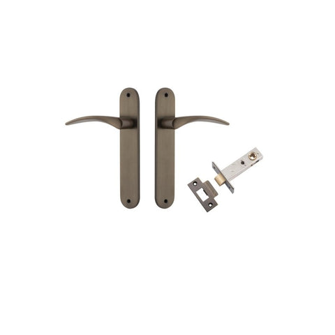Iver Oxford Solid Brass Door Lever on Oval Backplate | Passage Kit | 4 Finishes - Signature Brass