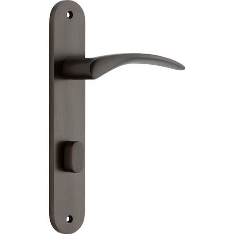 Iver Oxford Solid Brass Door Lever on Oval Backplate | Privacy Lever Set Only | 4 Finishes - Signature Brass