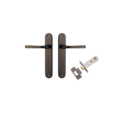 Iver Annecy Solid Brass Door Lever on Oval Backplate | Passage Kit | 9 Finishes - Signature Brass