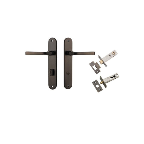 Iver Annecy Solid Brass Door Lever on Oval Backplate | Separate Privacy Kit | 9 Finishes - Signature Brass