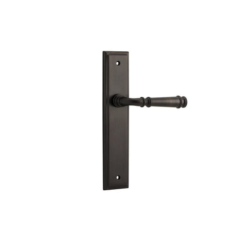 IVER Verona Door Lever Handle On Stepped Backplate | Passage Lever Set Only | 9 Finishes - Signature Brass