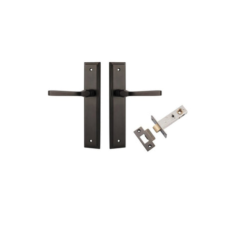 IVER Annecy Door Lever Handle On Stepped Backplate | Passage Kit | 9 Finishes - Signature Brass
