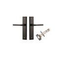 IVER Annecy Door Lever Handle On Stepped Backplate | Passage Kit | 9 Finishes - Signature Brass
