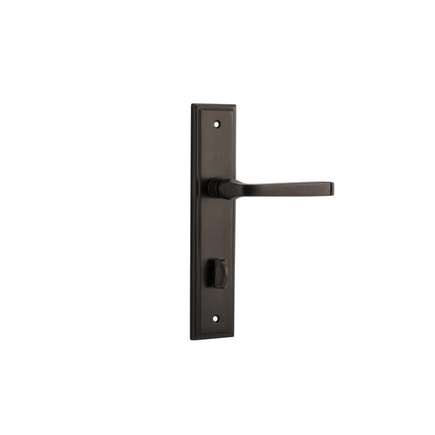IVER Annecy Door Lever Handle On Stepped Backplate | Privacy Lever Set Only | 9 Finishes - Signature Brass