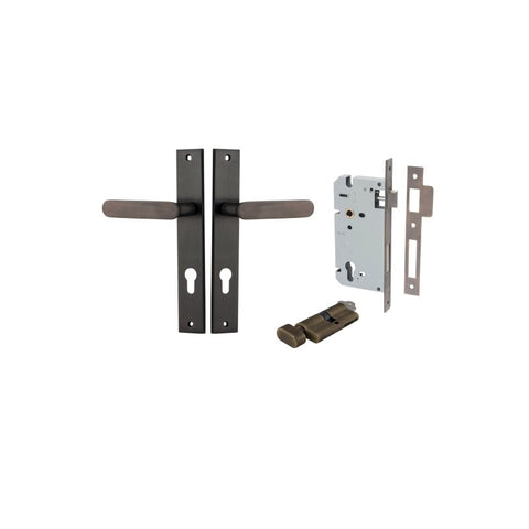 IVER Bronte Door Lever Handle On Rectangular Backplate | Entrance Kit (Key/Thumb) | 7 Finishes - Signature Brass