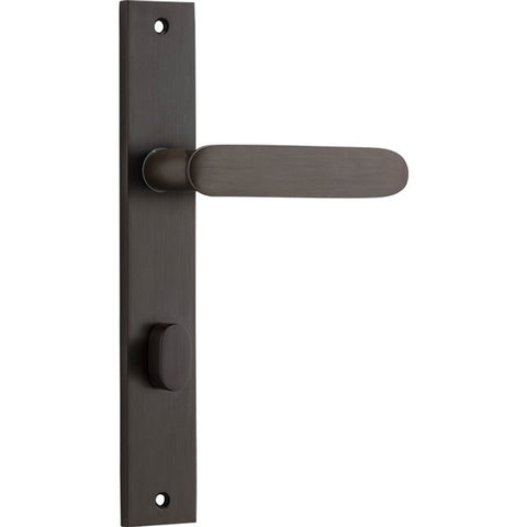 IVER Bronte Door Lever Handle On Rectangular Backplate | Privacy Lever Set Only | 7 Finishes - Signature Brass