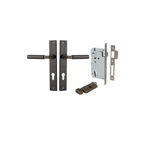 IVER Berlin Door Lever Handle On Rectangular Backplate | Entrance Kit (Key/Thumb) | 7 Finishes - Signature Brass