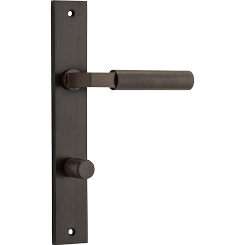 IVER Berlin Door Lever Handle On Rectangular Backplate | Privacy Lever Set Only | 7 Finishes - Signature Brass