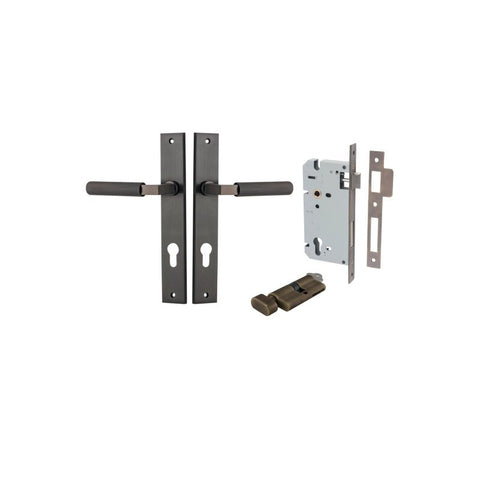IVER Brunswick Door Lever Handle On Rectangular Backplate | Entrance Kit (Key/Thumb) | 6 Finishes - Signature Brass