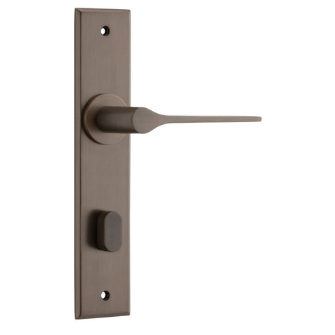 IVER Como Door Lever Handle On Chamfered Backplate | Privacy Lever Set Only | 7 Finishes - Signature Brass