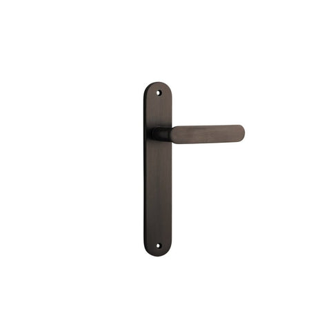 Iver Bronte Solid Brass Door Lever on Oval Backplate | Passage Lever Set Only | 7 Finishes - Signature Brass
