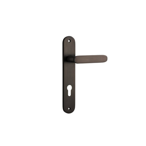 Iver Bronte Solid Brass Door Lever on Oval Backplate | Entrance Lever Set Only | 7 Finishes - Signature Brass