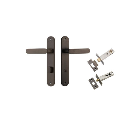 Iver Bronte Solid Brass Door Lever on Oval Backplate | Separate Privacy Kit | 7 Finishes - Signature Brass