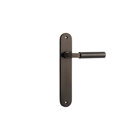 Iver Berlin Solid Brass Door Lever on Oval Backplate | Passage Lever Set Only | 7 Finishes - Signature Brass