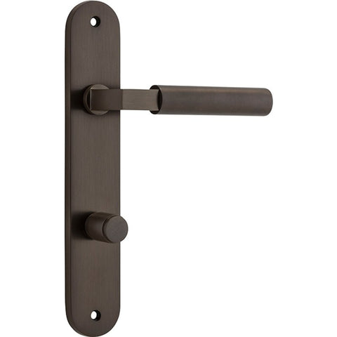 Iver Berlin Solid Brass Door Lever on Oval Backplate | Privacy Lever Set Only | 7 Finishes - Signature Brass