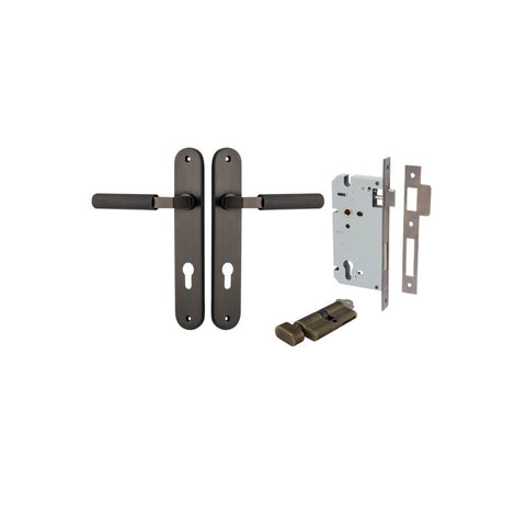 Iver Brunswick Solid Brass Door Lever on Oval Backplate | Entrance Kit (Key/Thumb) | 6 Finishes - Signature Brass