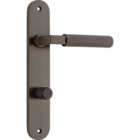 Iver Brunswick Solid Brass Door Lever on Oval Backplate | Privacy Lever Set Only | 6 Finishes - Signature Brass