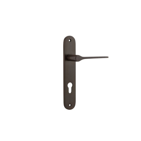 IVER Como Door Lever Handle On Oval Backplate | Entrance Lever Set Only | 7 Finishes - Signature Brass