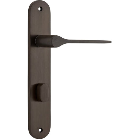 IVER Como Door Lever Handle On Oval Backplate | Privacy Lever Set Only | 7 Finishes - Signature Brass