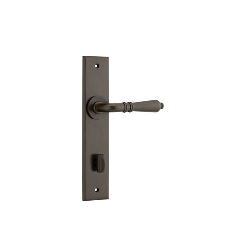 IVER Sarlat Door Lever Handle On Chamfered Backplate | Privacy Lever Set Only | 10 Finishes - Signature Brass