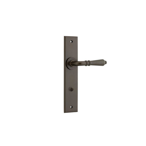 IVER Sarlat Door Lever Handle On Chamfered Backplate | Passage Lever Set Only | 10 Finishes - Signature Brass