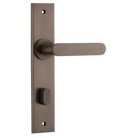 IVER Bronte Door Lever Handle On Chamfered Backplate | Privacy Lever Set Only | 7 Finishes - Signature Brass
