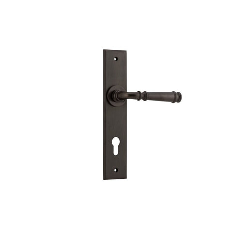 IVER Verona Door Lever Handle On Chamfered Backplate | Entrance Lever Set Only | 9 Finishes - Signature Brass