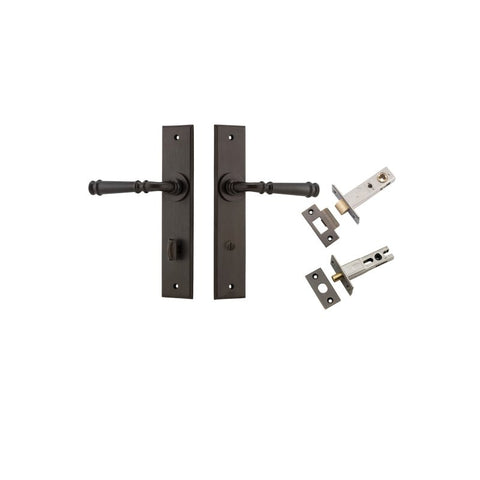 IVER Verona Door Lever Handle On Chamfered Backplate | Separate Privacy Kit | 9 Finishes - Signature Brass