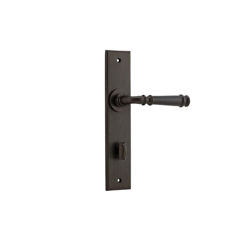 IVER Verona Door Lever Handle On Chamfered Backplate | Privacy Lever Set Only | 9 Finishes - Signature Brass
