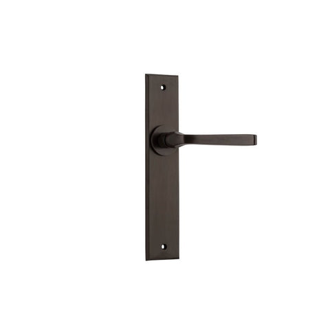 IVER Annecy Door Lever Handle On Chamfered Backplate | Passage Lever Set Only | 9 Finishes - Signature Brass