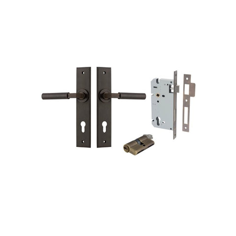 Iver Berlin Door Lever Handle On Chamfered Rectangular Backplate - primehardware