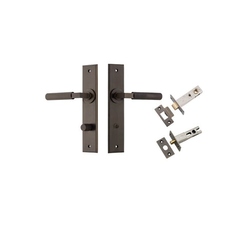 IVER Brunswick Door Lever Handle On Chamfered Backplate | Separate Privacy Kit | 6 Finishes - Signature Brass