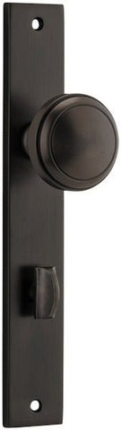 IVER Paddington Door Knob On Rectangular Backplate | Privacy Lever Set Only | 9 Finishes - Signature Brass