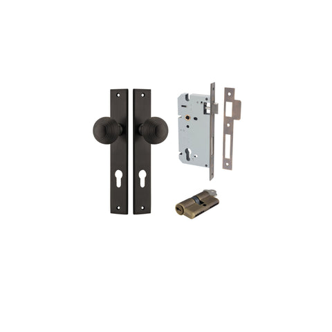 IVER Guildford Door Knob On Rectangular Backplate | Entrance Kit (Key/Key) | 9 Finishes - Signature Brass