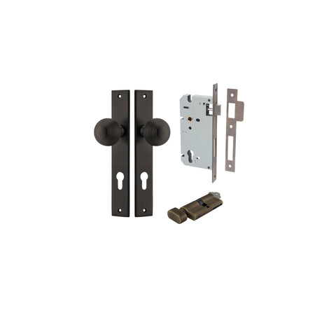 IVER Guildford Door Knob On Rectangular Backplate | Entrance Kit (Key/Thumb) | 9 Finishes - Signature Brass