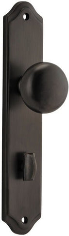 IVER Cambridge Door Knob On Shouldered Backplate | Privacy Lever Set Only | 9 Finishes - Signature Brass