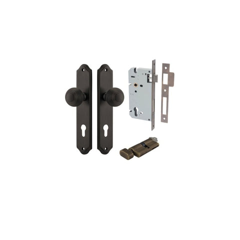 IVER Guildford Door Knob On Shouldered Backplate | Entrance Kit (Key/Thumb) | 8 Finishes - Signature Brass
