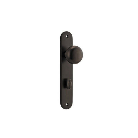 IVER Cambridge Door Knob On Oval Backplate | Privacy Lever Set Only | 9 Finishes - Signature Brass
