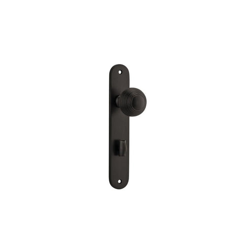 IVER Guildford Door Knob On Oval Backplate | Privacy Lever Set Only | 9 Finishes - Signature Brass